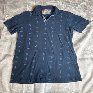 Men's Michael Brandon Blue Pineapple Print Polo Shirt L
